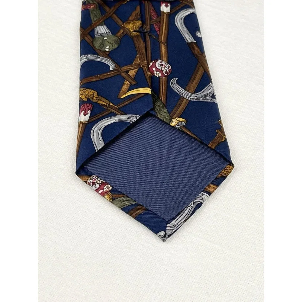 Land's End Neck Vtg‎ Neck Tie Walking Canes Gentlemen's Walking Stick Silk USA